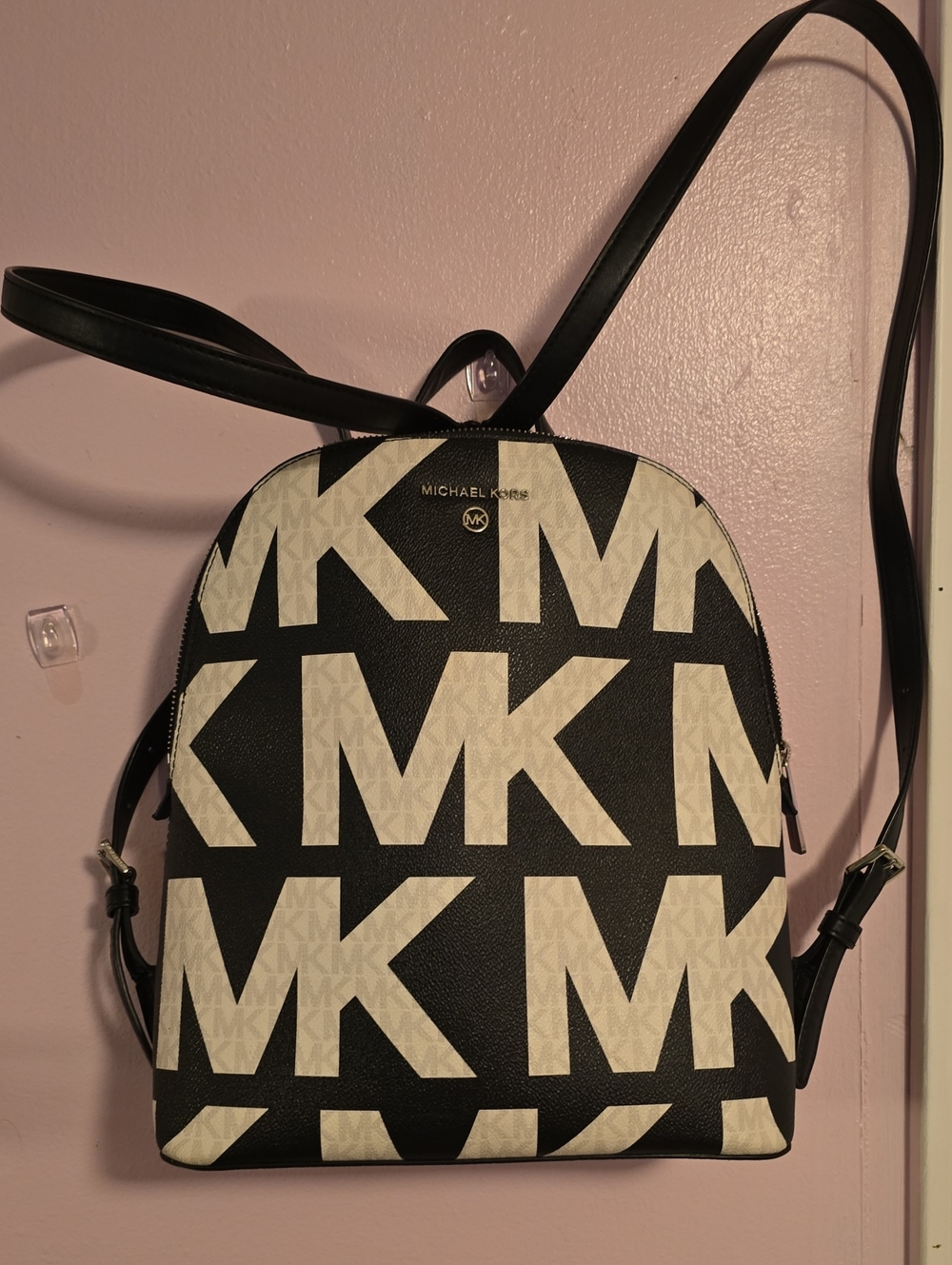 Michael Kors Black & Ivory MK Logo Mini Backpack